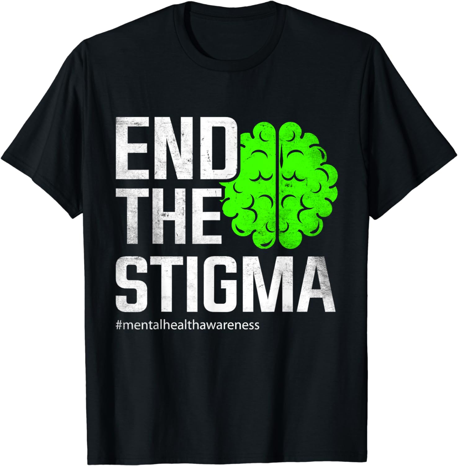 End the Stigma Mental Health Awareness Green Ribbon Support TShirt
