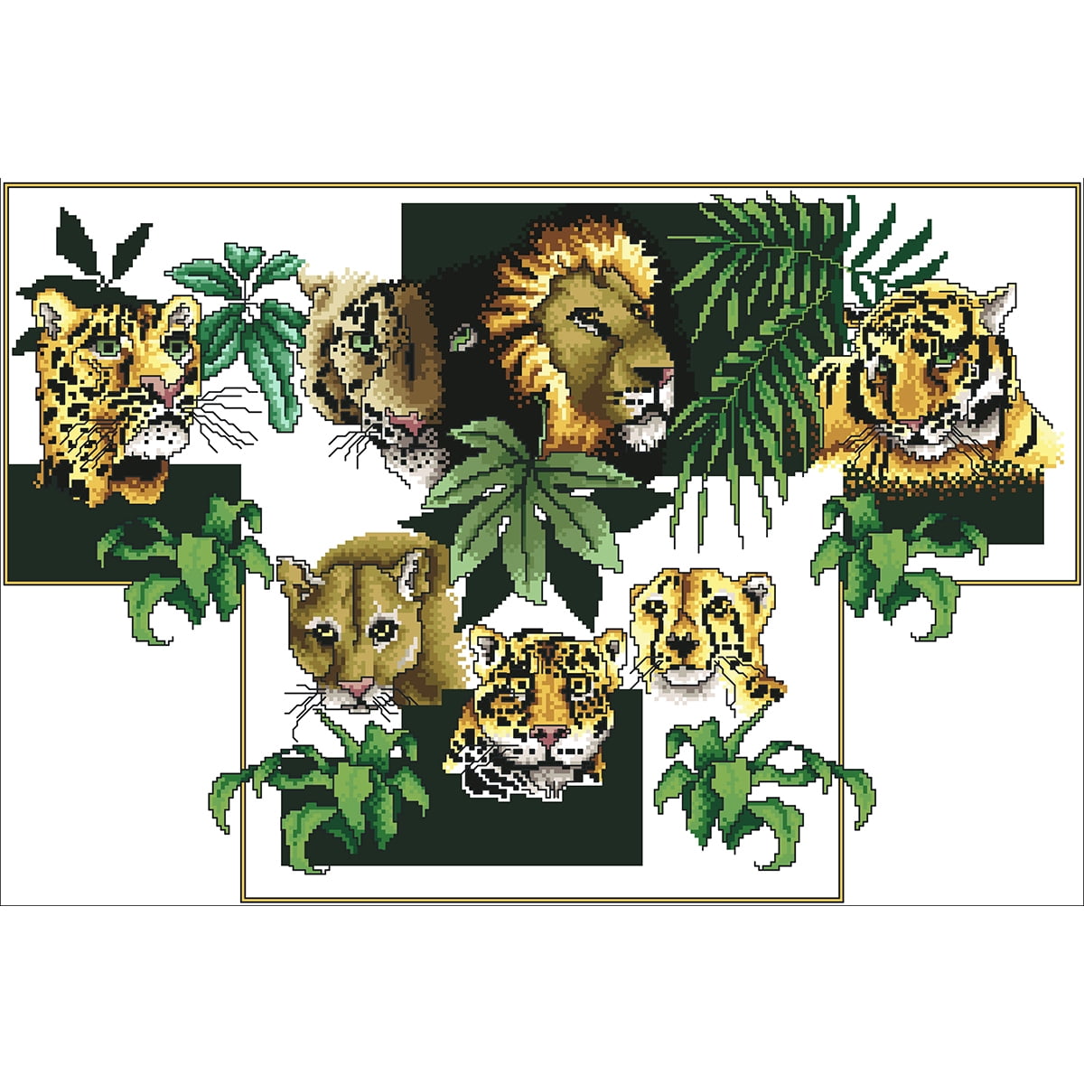 Endangered Cats Counted Cross Stitch Kit16.75"X11.125" 16 Count, Pk 1