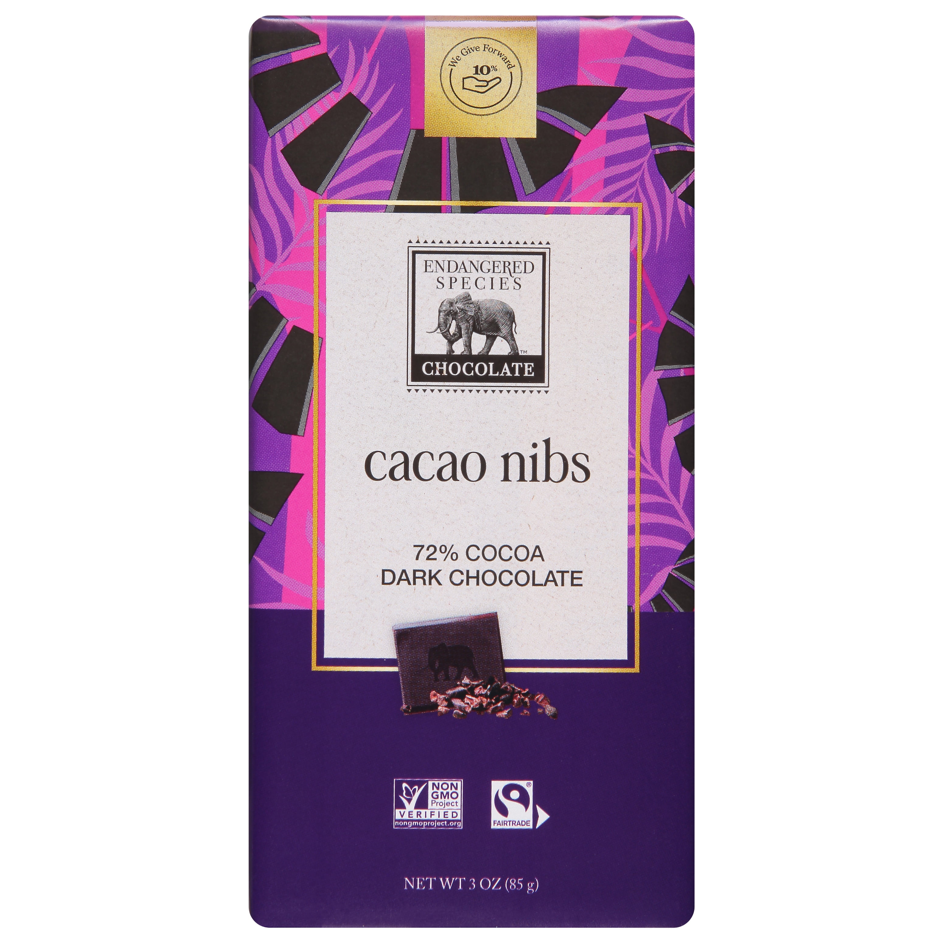Endangered Species Chocolate Bar Bat Dark Intense 75% 3 oz (Pack of 12)