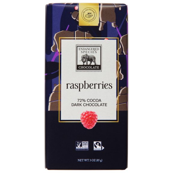 Endangered Species Chocolate Bar Grizzly Dark Raspberry 3 oz (Pack Of 12)