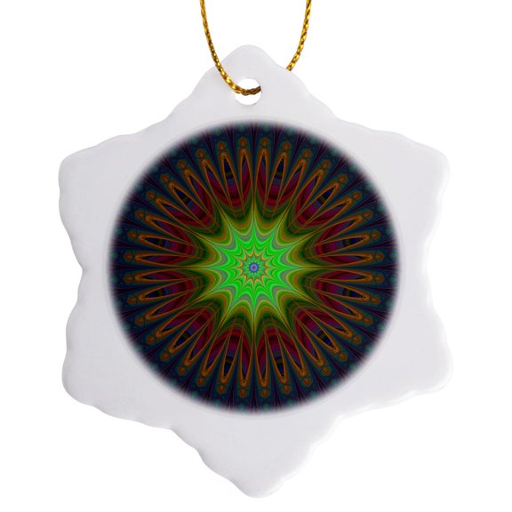 3drose, Endangered Star - Abstract Colorful Artistic Mandala Ornament, 3 inch Snowflake Porcelain Ornament