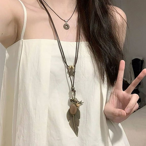 Endant Necklace Wood Pendant Handmade Sweater Accessories Women