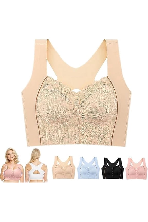Endarling Bra, Bustella Bras for Women Front Closure, Endarling Button-Up Comfy Shaping Posture Corrector Bra for Senior(Skin,XX-Large)