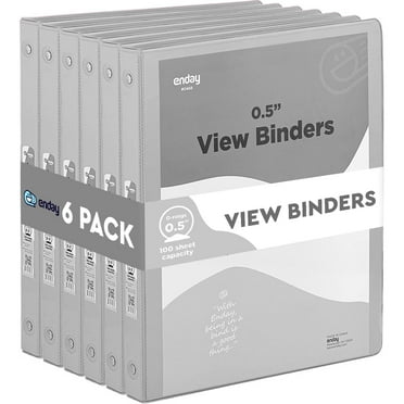 Enday 1/2 Inch Binder 3 Ring Binders with Pockets for Home, Office, School Supplies Organization, Gray 6 Pc