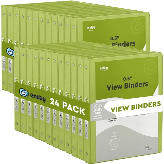 Enday 1/2 Inch Binder 3 Ring Binders with Pockets for Home, Office, School Supplies Organization, Green 24 Pc
