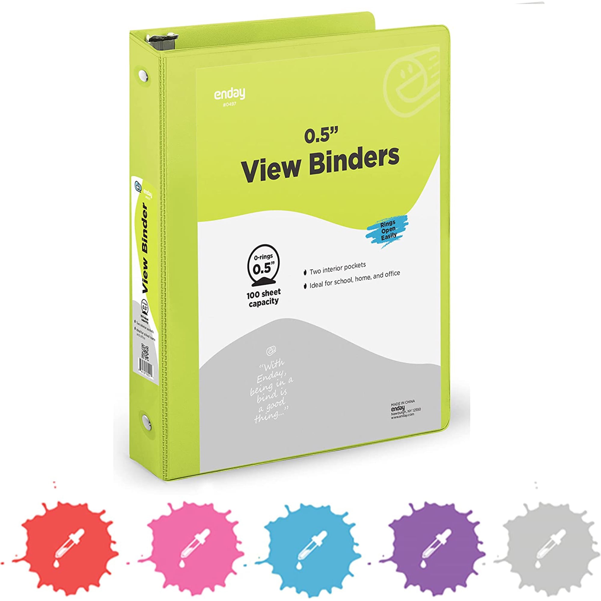 Enday 1/2 Inch Binder 3 Ring Binders with Pockets for Home, Office