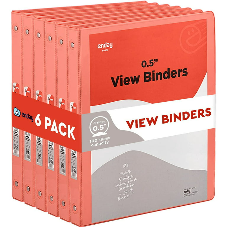 Enday 1/2 inch Binder 3 Ring Binders with Pockets for Home, Office, School Supplies Organization, Red 6 PC, Size: 0.5