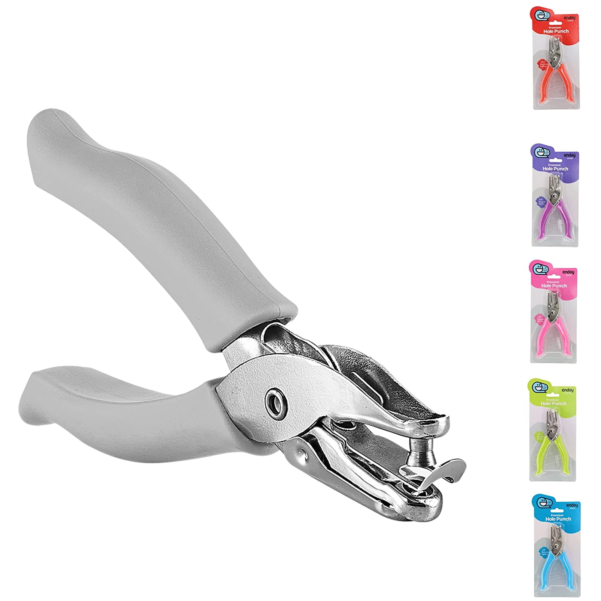 Enday 1/4” Paper Single Hole Puncher Home Office Supplies, Gray 6 Pack