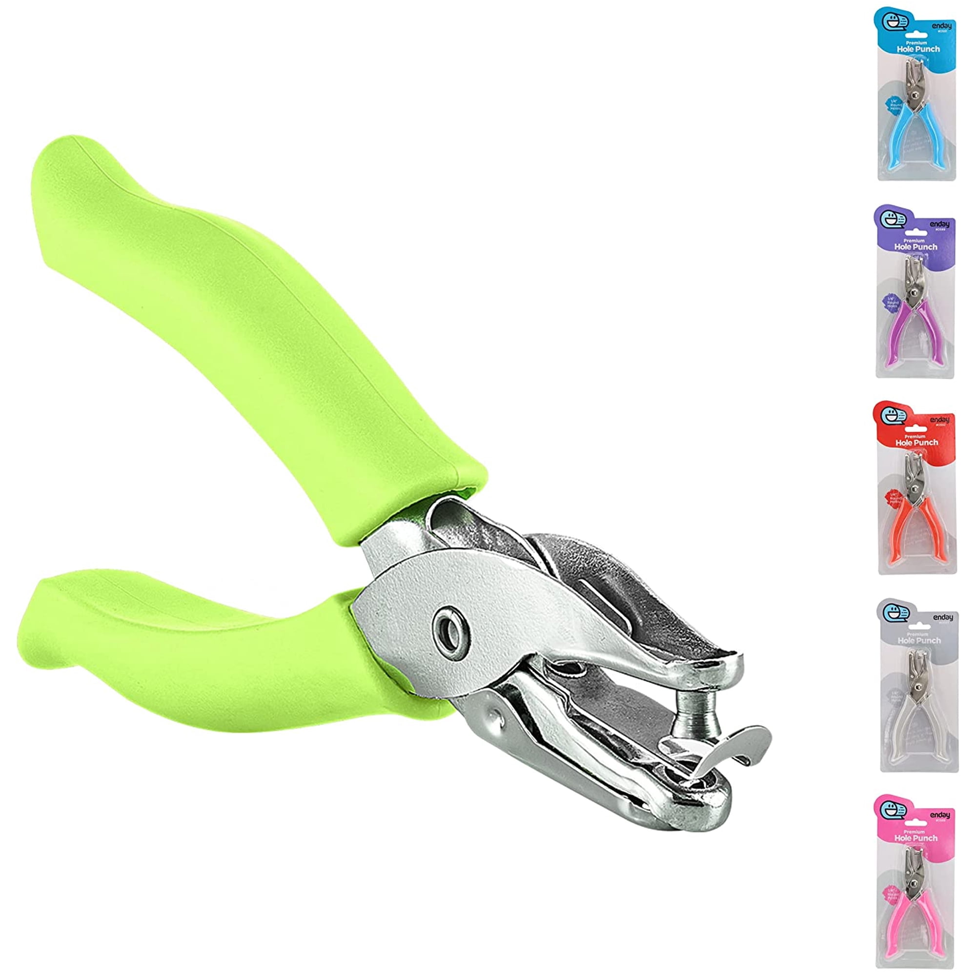 Enday 1/4” Paper Single Hole Puncher Home Office Supplies, Green 6 Pack