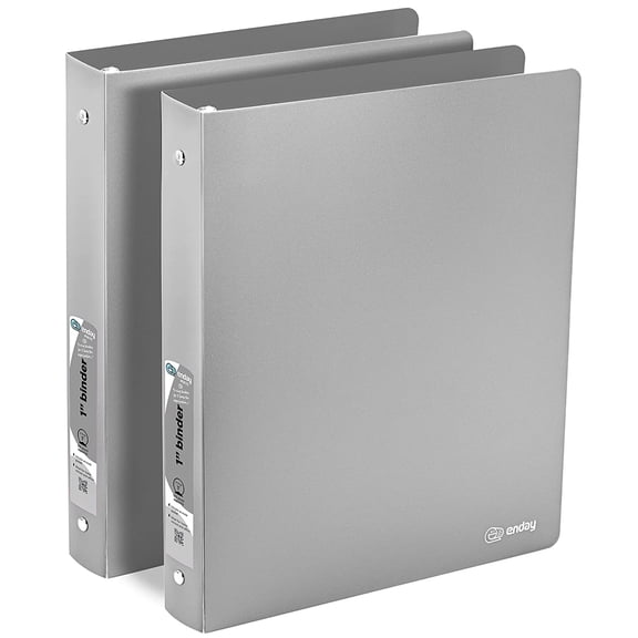 Enday 1 Inch 3 Ring Binder Presentation Book Office Supplies, Gray 2 Pack