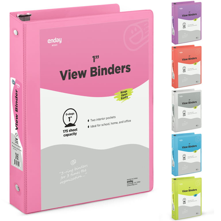 Enday 2 inch Binder 3 Ring Binders with Pockets for Home, Office, School Supplies Organization, Pink 6 PC