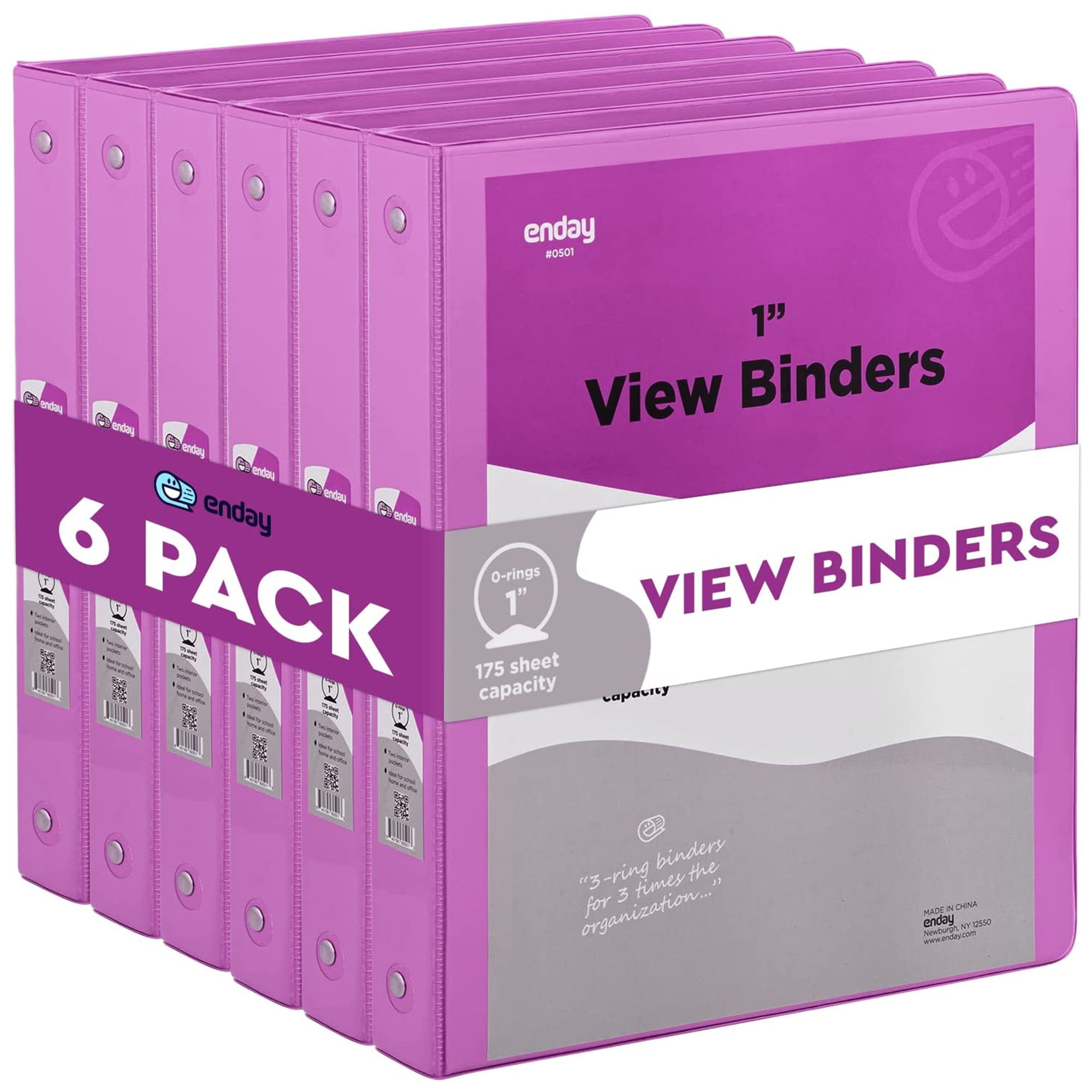 Enday 1 Inch Binder 3 Ring Binders with Pockets for Home, Office