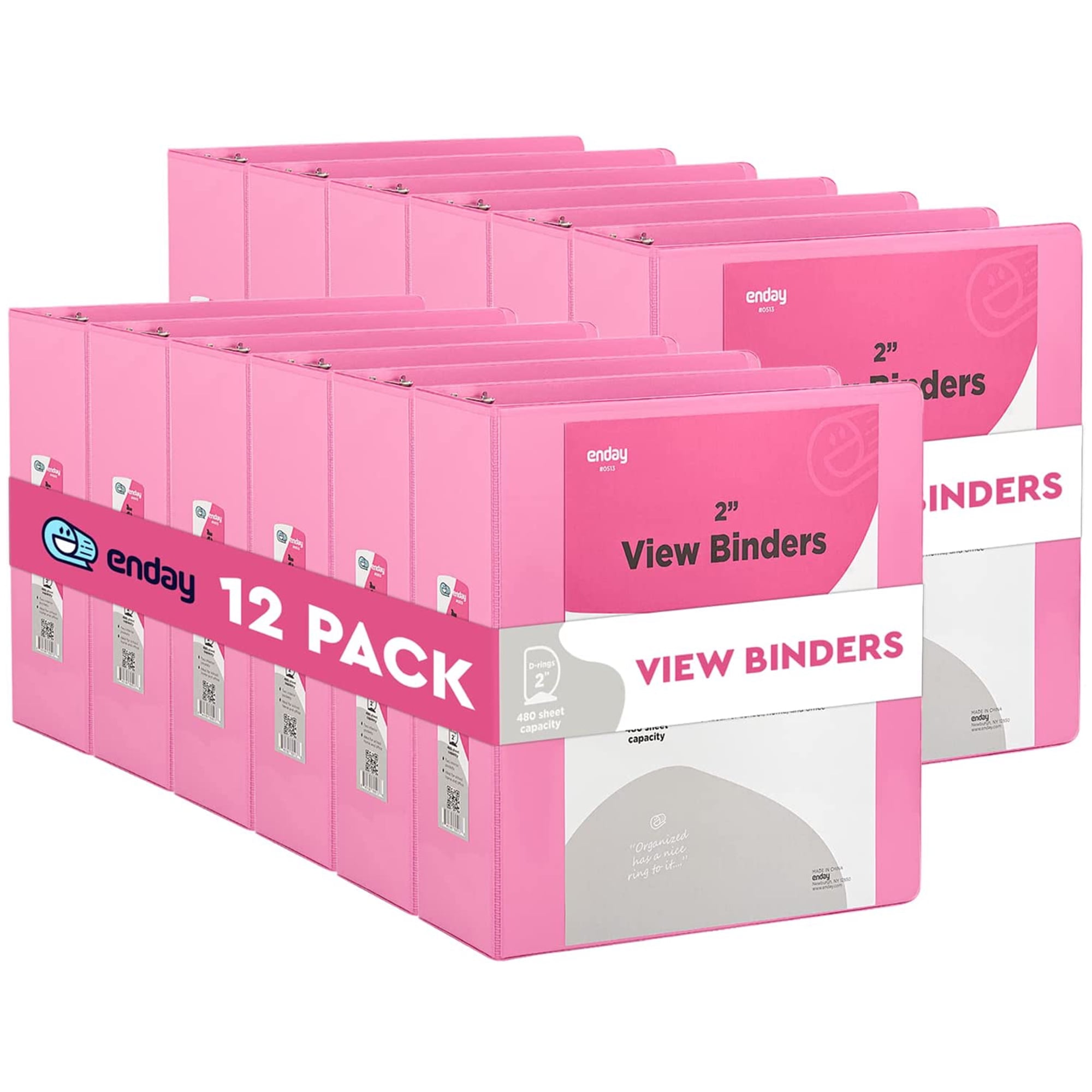 12 Binders 1 inch 1 - NEW - 2 Pocket 3 Ring Binder Folders Pink