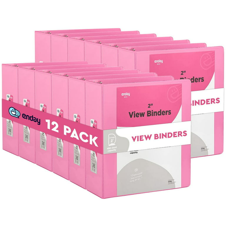 Enday 1-Inch 3-Ring View Binder with 2-Pockets, Pink