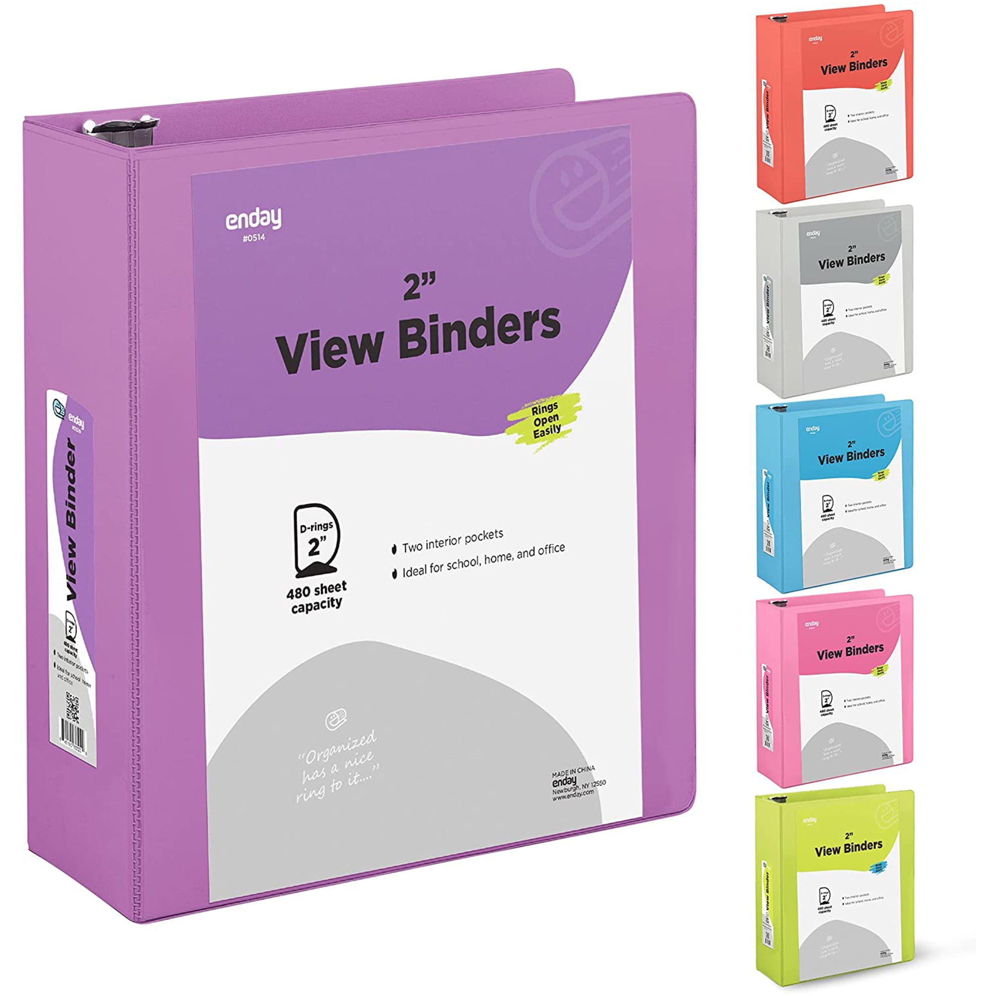 Enday 2 Inch Binder 3 Ring Binders with Pockets for Home, Office, School Supplies Organization