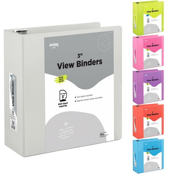 Enday 3 Inch Binder 3 Ring Binders with Pockets for Home, Office, School Supplies Organization Gray