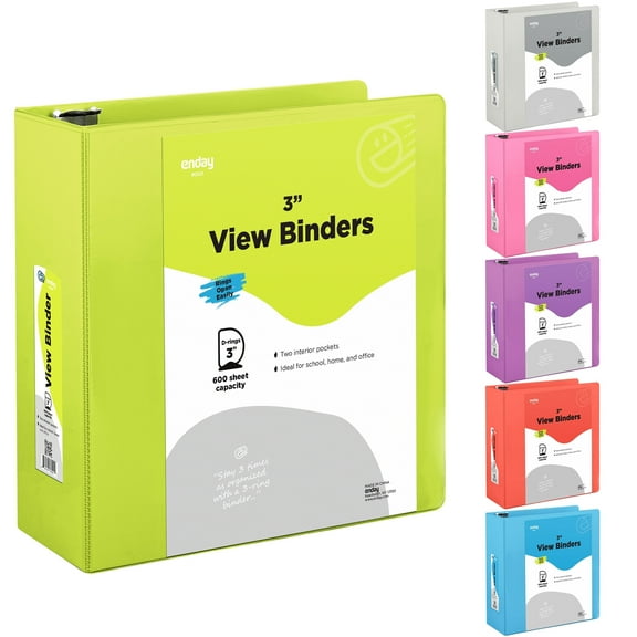 Enday 3 Inch Binder 3 Ring Binders with Pockets for Home, Office, School Supplies Organization Green