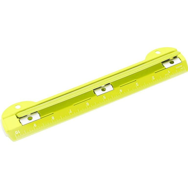 Enday 3 Ring Hole Punch with Plastic Ruler for 3 Ring Binder, Red