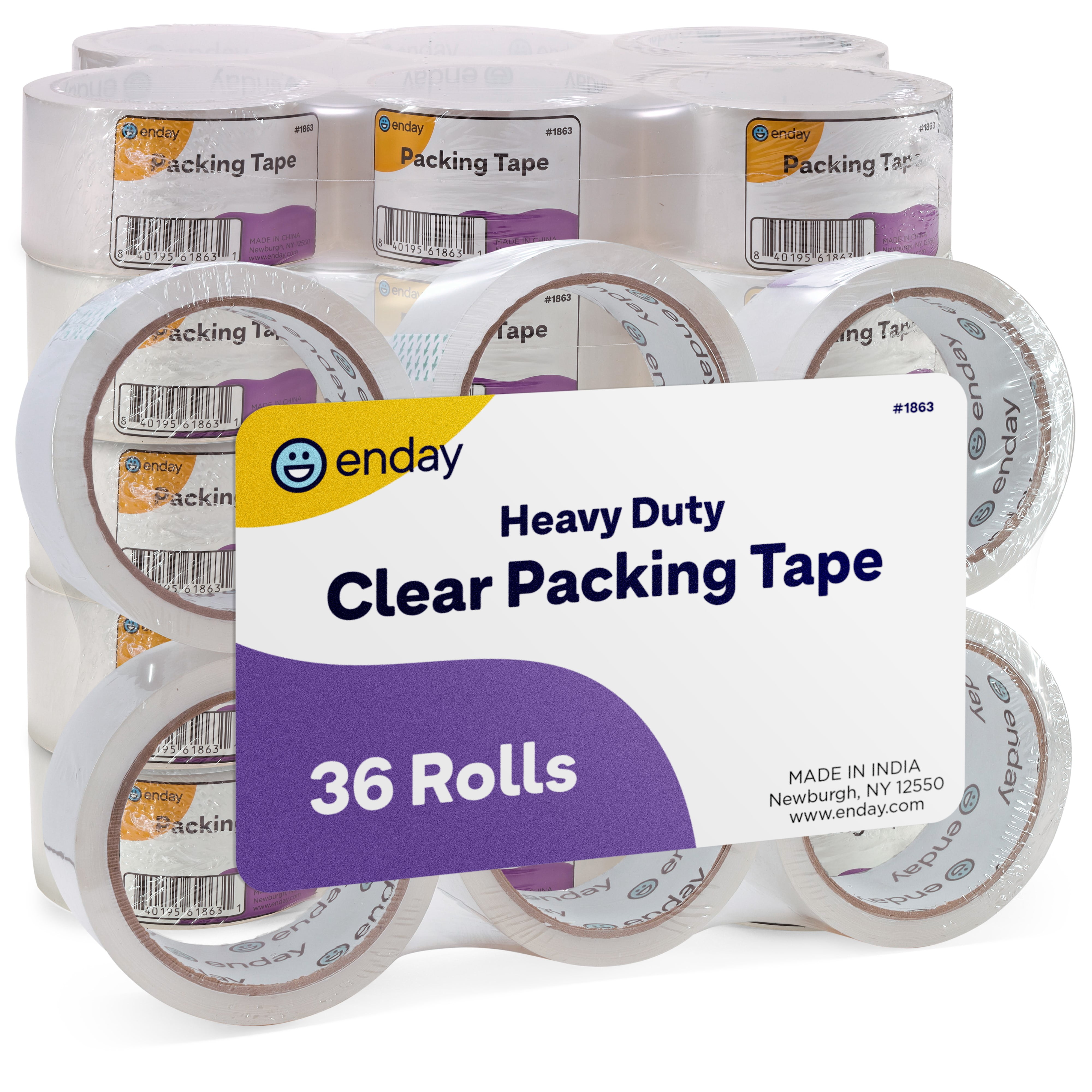 Enday (36 Rolls) Heavy Duty Packing Tape, Packing Tape Bulk, Ultra Strong & Thick Clear Packing Tape, Packaging Tape Refill for Shipping Packaging Moving Sealing 1.88 Inch Wide