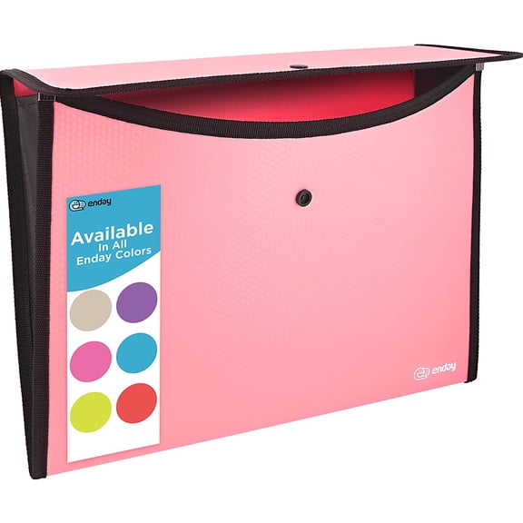 Enday A4 Paper Square Flap Expandable File Folder Organizer Document Holder, Pink 1 Pack