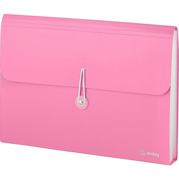 Enday Accordion Folder with Pockets Accordian A4 Paper Organizer & Document Holder, Pink 1 Pack
