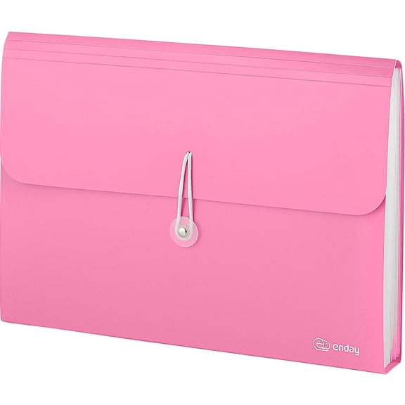 Enday Accordion Folder with Pockets Accordian A4 Paper Organizer & Document Holder, Pink 12 Pack