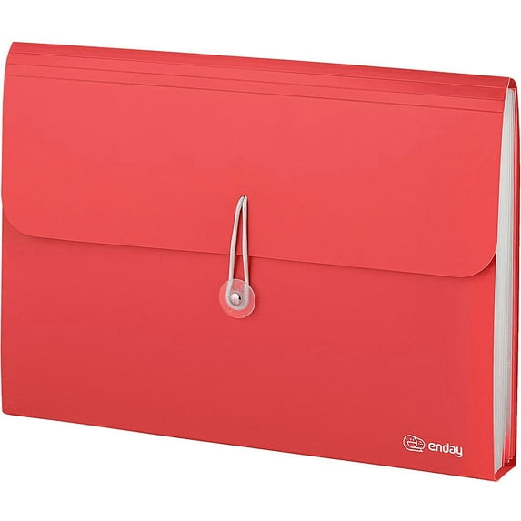 Enday Accordion Folder with Pockets Accordian A4 Paper Organizer & Document Holder, Red 12 Pack
