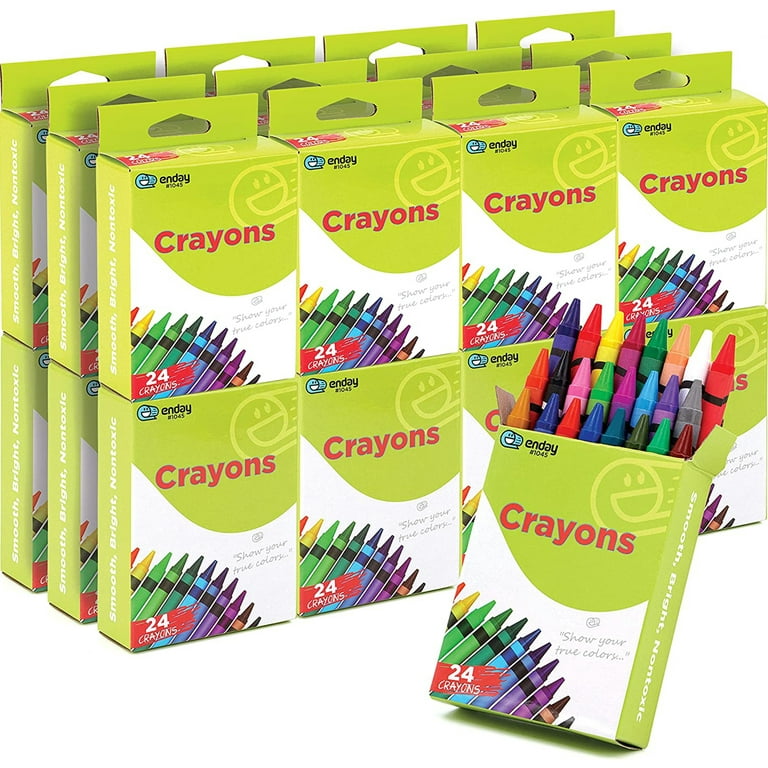 Enday Assorted 24 Count Crayons for Toddlers Non Toxic Kids Coloring  Supplies, 12-Pack
