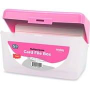 Enday Card Holder Box for Index, Note and Blank Flash Cards Office and School Supplies Pink