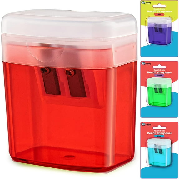 Enday Dual Manual Pencil Sharpener for Colored Pencils, Large Pencil, Red 1 Pack