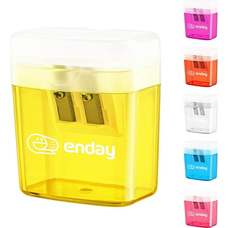 Enday Dual Manual Pencil Sharpener for Colored Pencils, Large Pencil, Yellow 1 Pack