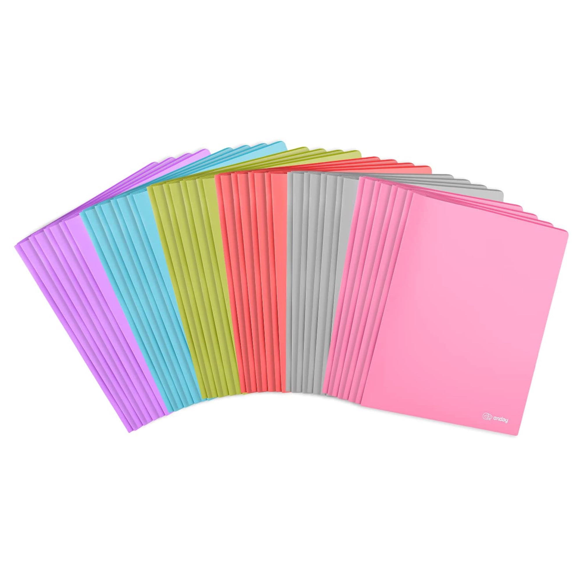Enday Folder with Pockets and Prongs 2 Pocket Portfolio Folder for School and Office, Multicolor 6 pcs