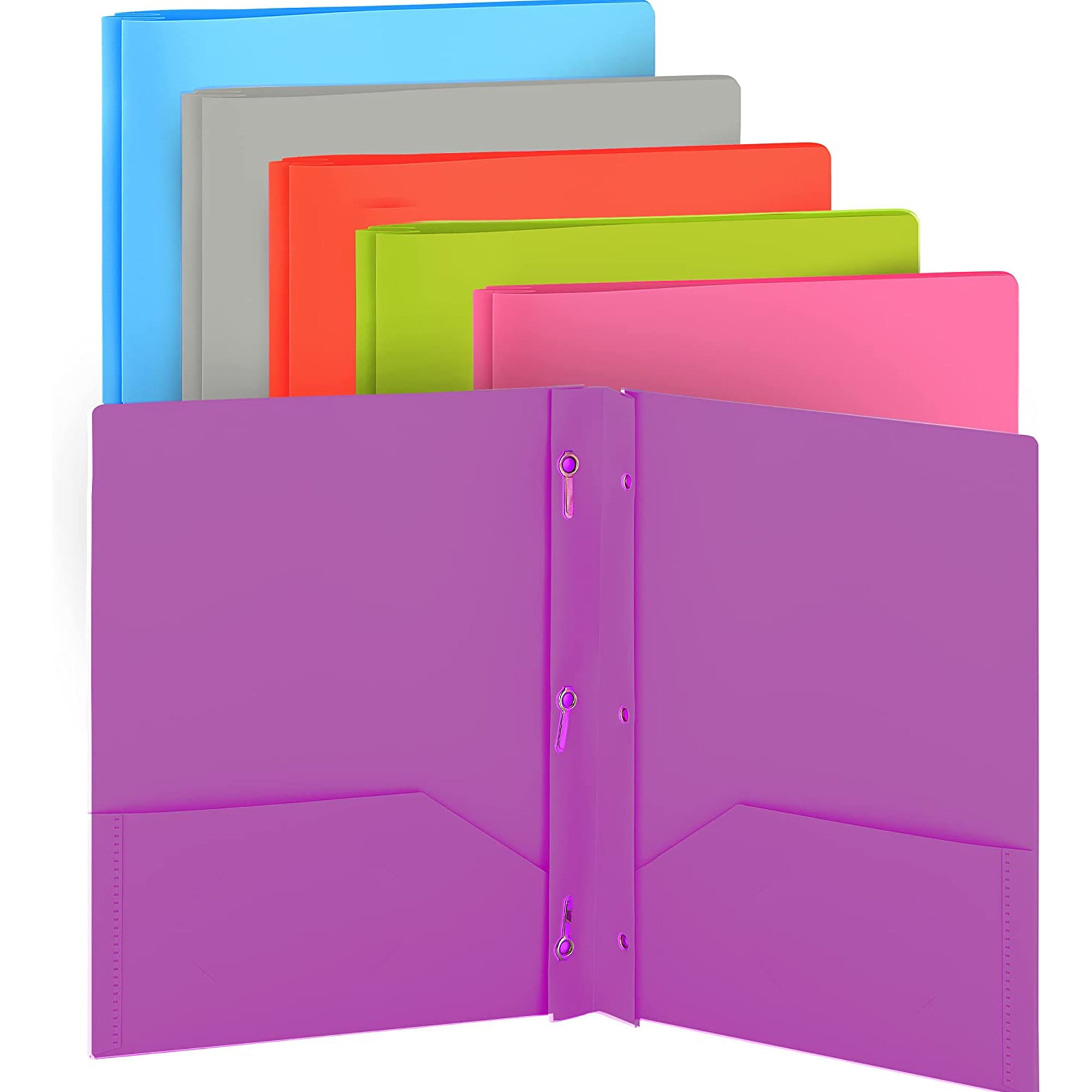 Enday Folder with Pockets and Prongs 2 Pocket Portfolio Folder for School and Office Purple