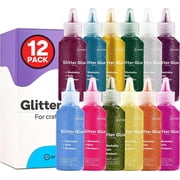 Enday Glitter Glue for Crafts - 12 Assorted Colors - Non-Toxic Washable Glitter Glue Pens, Bulk Pack Bright Classic Colors, Used for Gluing, Drawing, Writing, Christmas Stockings.