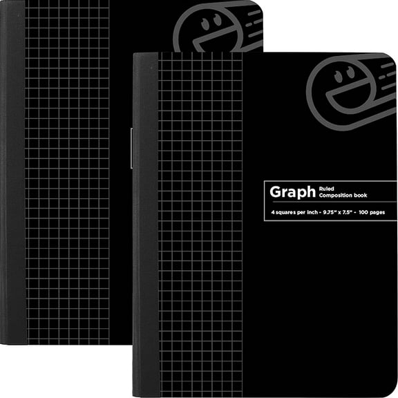 Enday Graph Paper Composition Notebook Hard Cover Grid Note Book Black 100 Sheets 2 Pack