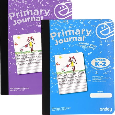 Enday Half-Page Ruled Primary Journal Grades K-2 Composition Notebook, Blue & Purple