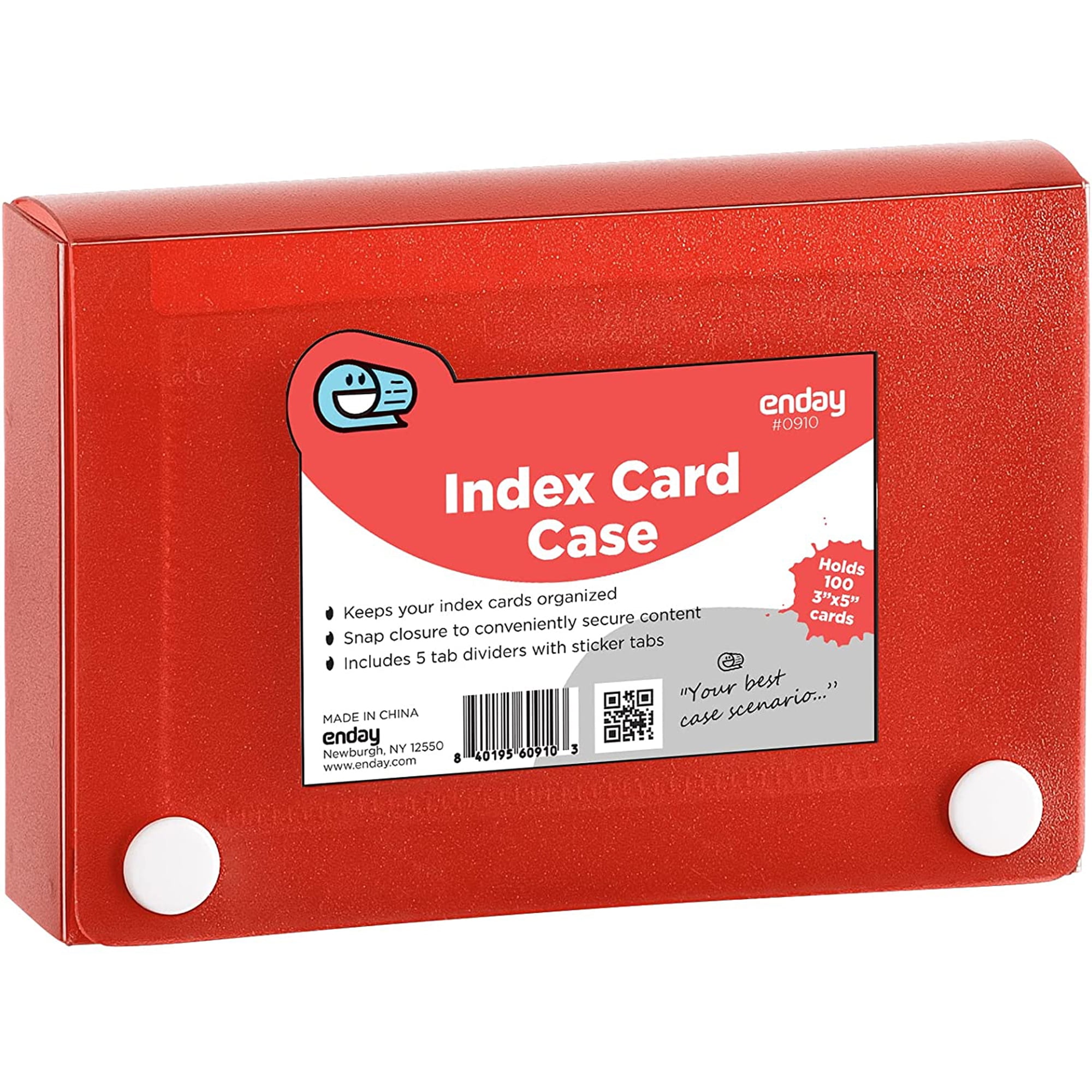 Index Card Holder Blue, 3x5 Note Flash Card Organizer Case, File Box with 5  Dividers, Notecard Box Holds 100 Cards, Also Available in Red, Purple