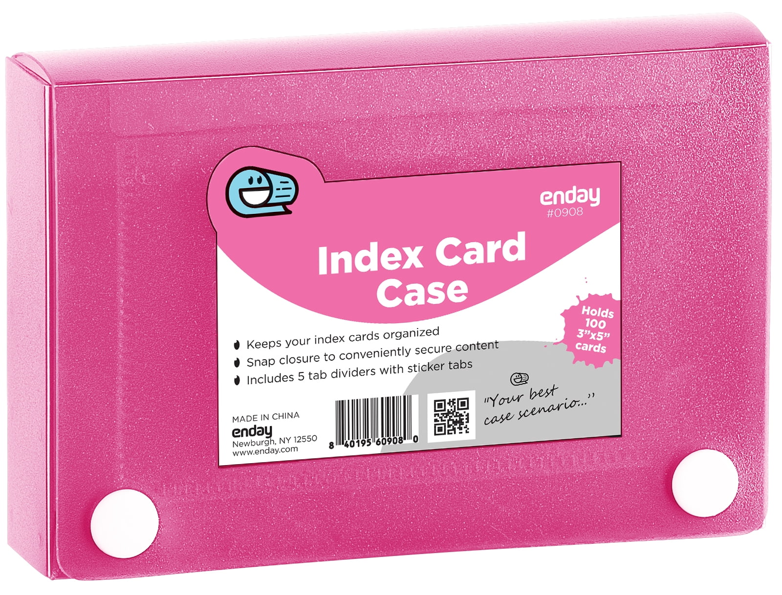 Enday Index Card Holder Pink, 3x5 Note Flash Card Organizer Case, File ...