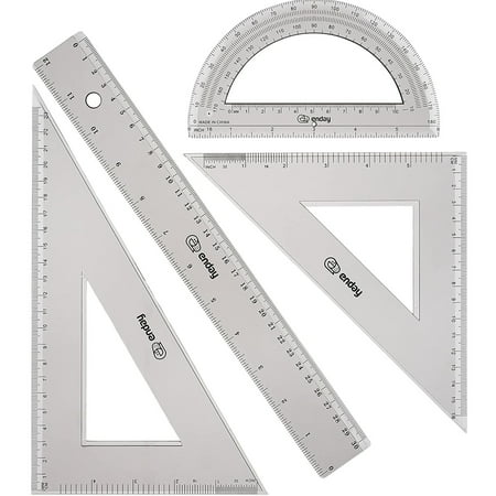 Enday Kids Math Tool Kit with Plastic Ruler, 4-Piece