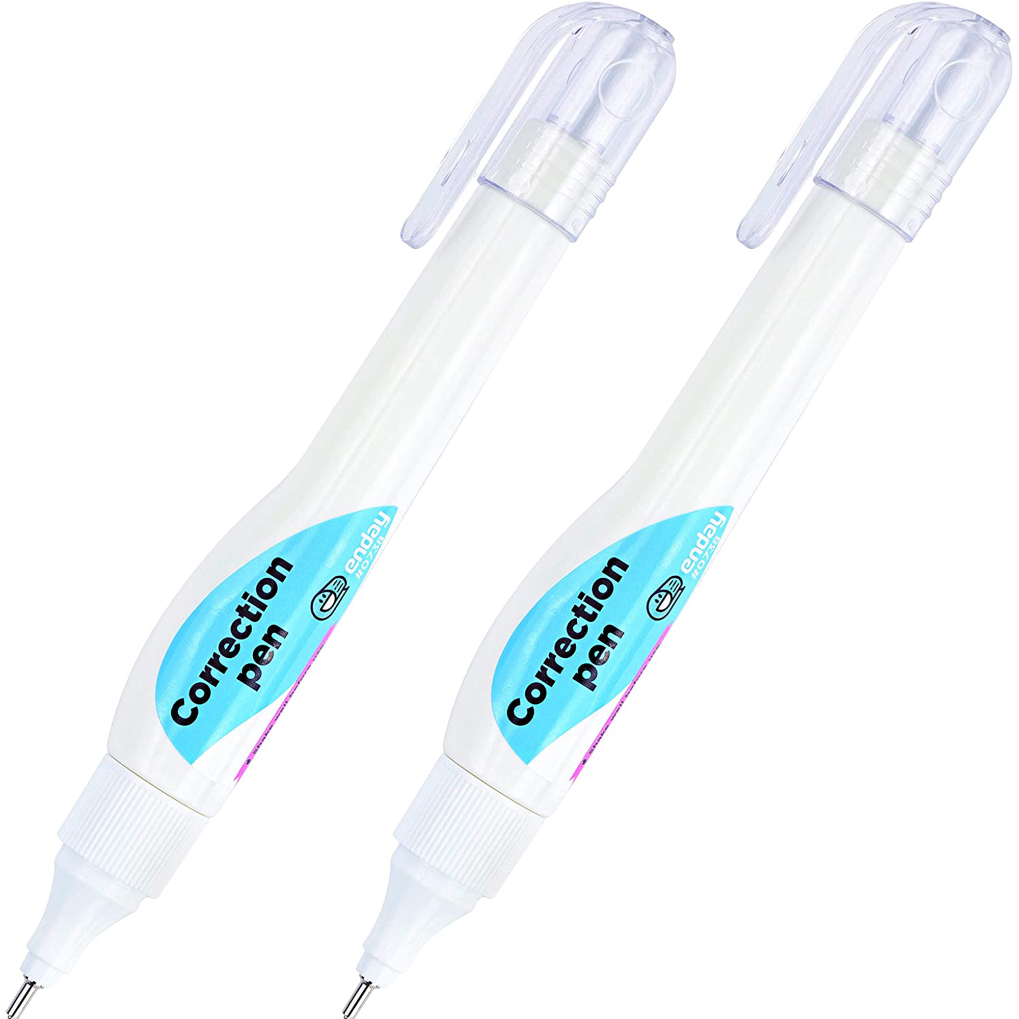 Enday Liquid Paper White Out Pen 7 ml Correction Fluid Ink Eraser, 2 Pack