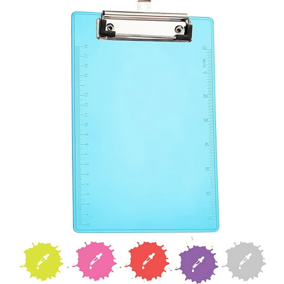 Enday Memo Clipboard with Ruler Heavy Duty Plastic Clipboards for Medical, Office, School Use Blue