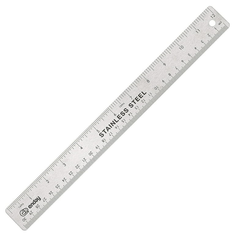 Offidea Steel Ruler 12 Inch and Steel Ruler 6 Inch Set - Metal Rulers with  1/16 and 1/32 Inch Imperial and 1mm and .5mm