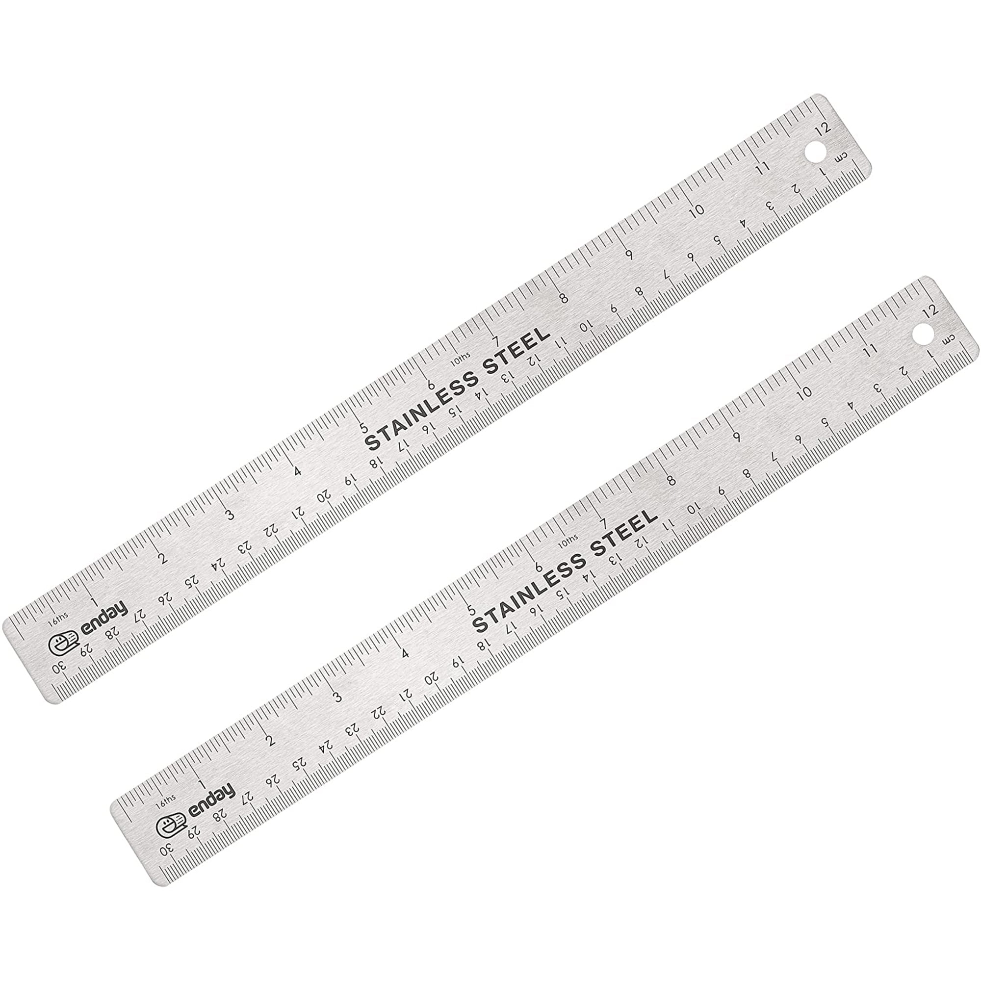 Camkey Stainless Steel Ruler 12 Inch + 6 Inch Metal Rulers X2
