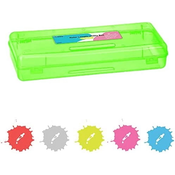 Enday Pencil Case Box Multipurpose Storage Ruler Length Case for Kids and Adults Green 13”