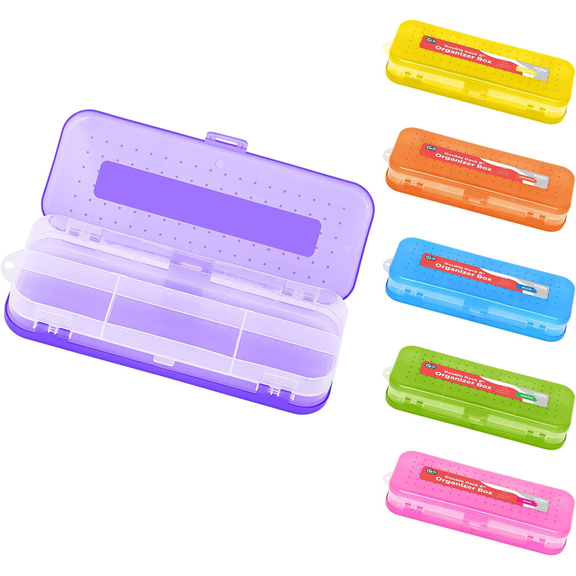 Enday Pencil Box Purple, Plastic Pencil Case, Multipurpose Storage Utility  Box Organizer with Snap Closure for Home and Office