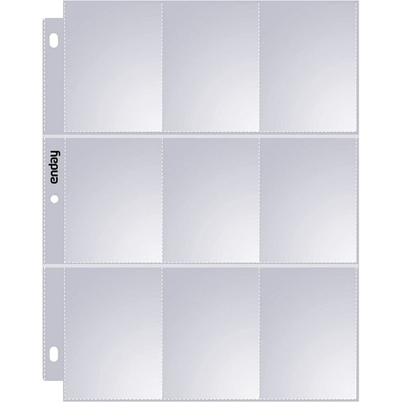 Enday Plastic Card Sleeves for 3 Ring Binder Sheets Pokemon, Baseball, NBA, MTG Trading Card Sleeve Pages (25 Piece)