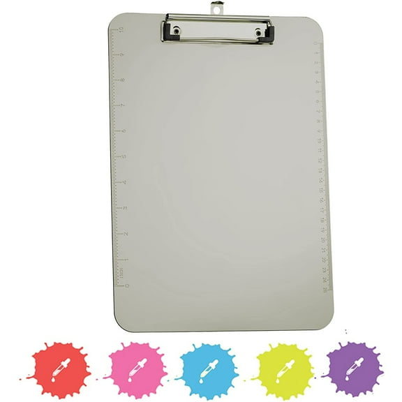 Enday Plastic Clipboard with Ruler Heavy Duty Clipboards for Medical, Office, School Use Gray