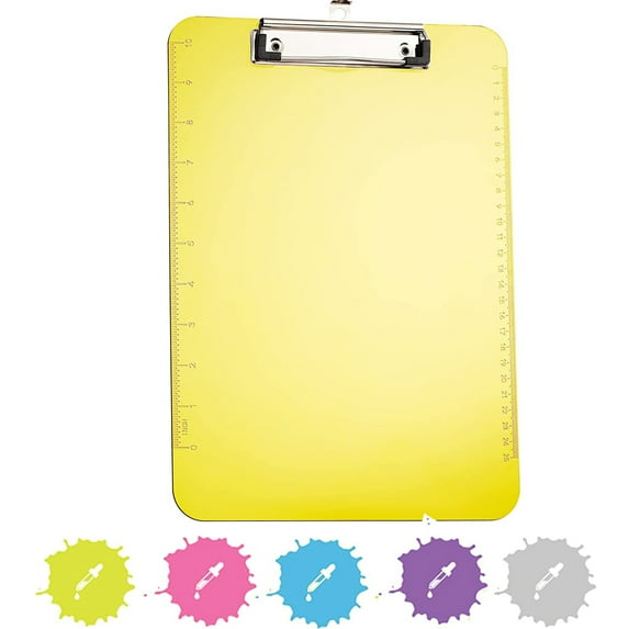 Enday Plastic Clipboard with Ruler Heavy Duty Clipboards for Medical, Office, School Use Green