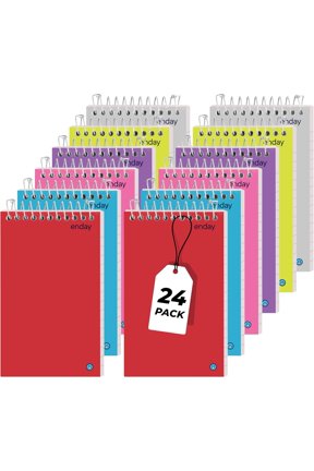 Pocket Notebook, Small Notebooks 3 x 5 Top Bound Small Spiral Notebooks, Memo Pad for Home Office Accessories, 75 Sheets, Mini Notepad in Pink, Purple, Green, Blue, Red, Grey (24 Pack)