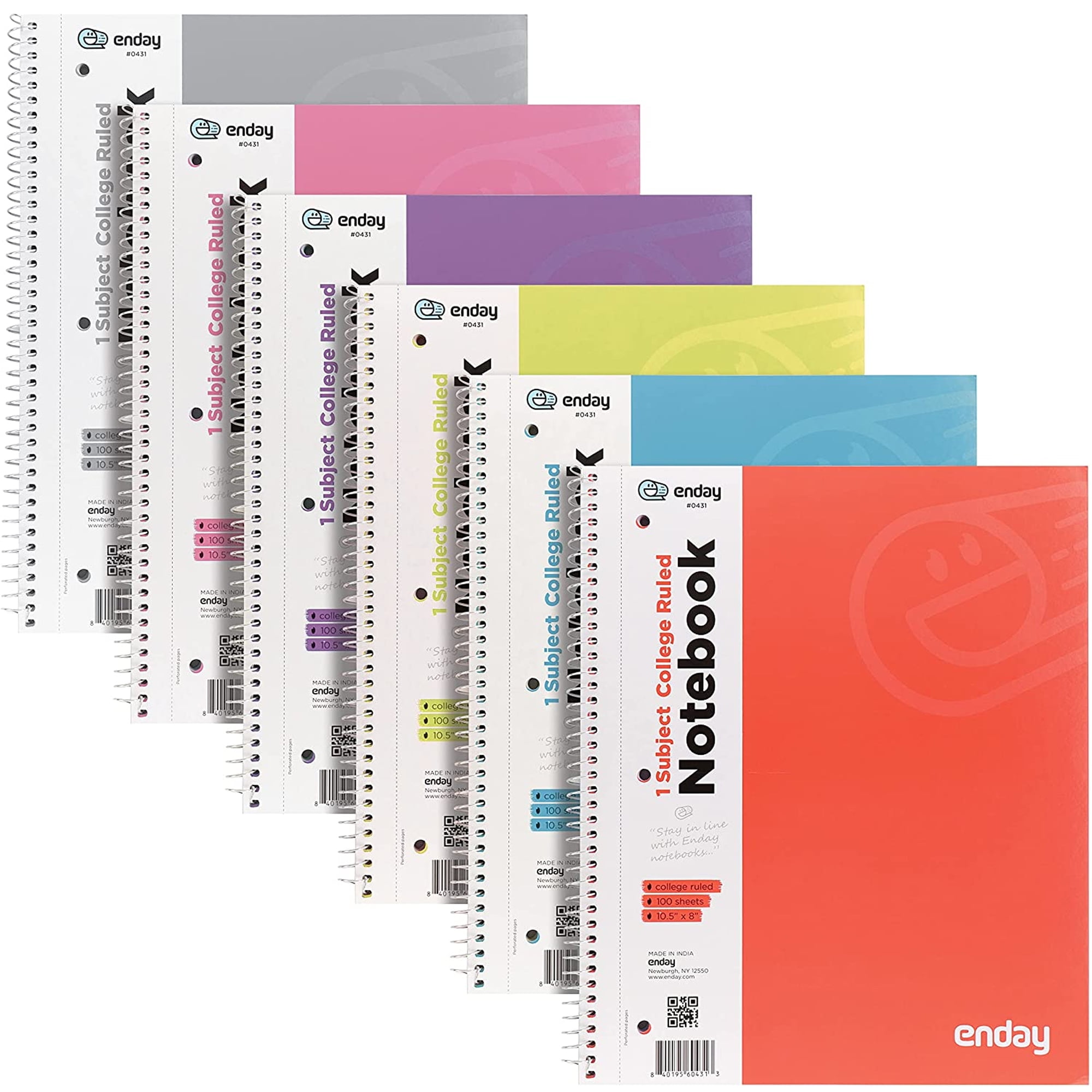 Enday Spiral Composition Notebook College Ruled Hardcover Notebook, Multicolor